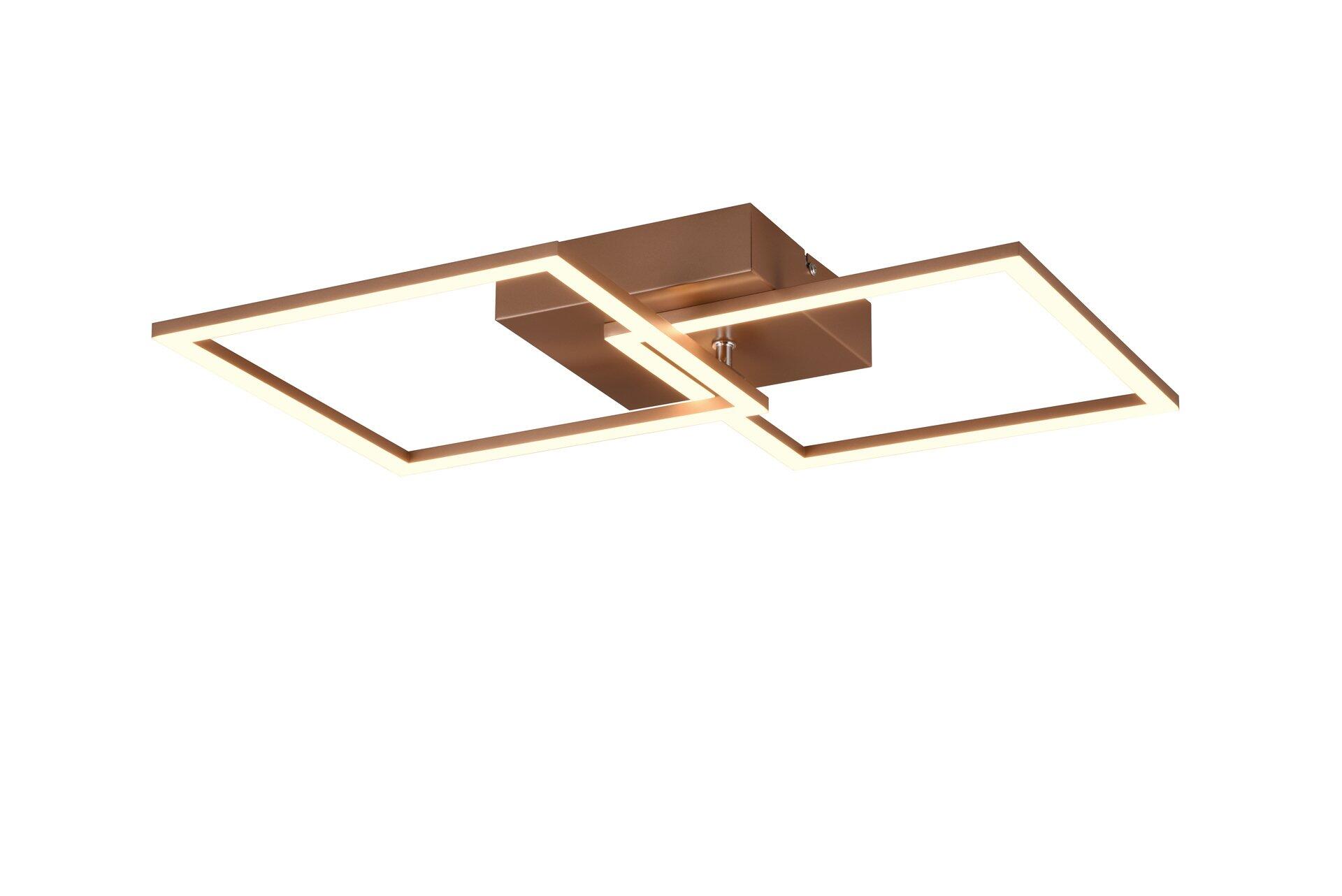 Deckenleuchte Trail mit ineinander verschachtelten, goldfarbenen Rahmen und indirekter LED-Beleuchtung, die geometrische Struktur und die Schichtung der Elemente betont.