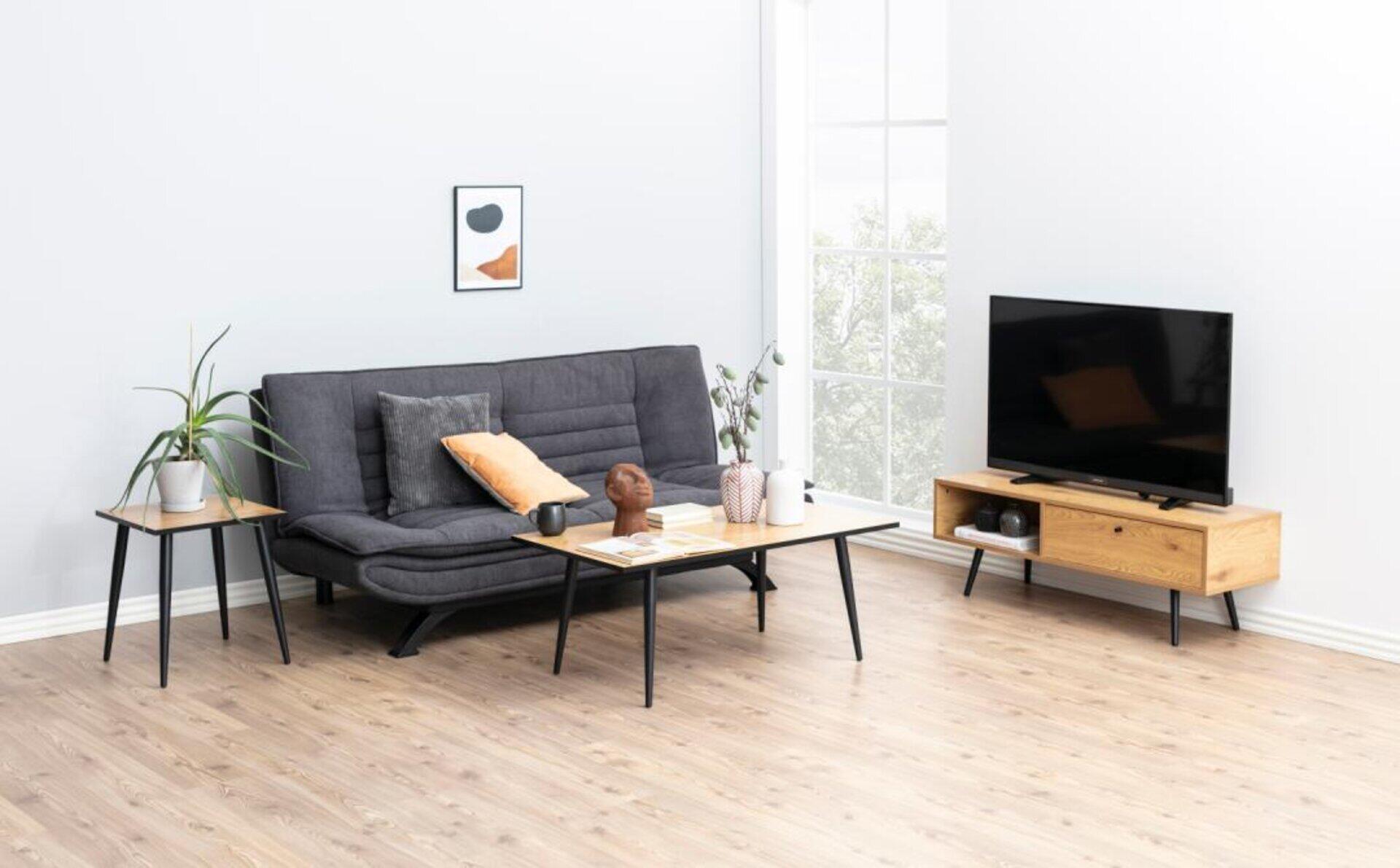 Bettcouch Faith mit quersteppung und rautenförmiger Polsterung, die sich in eine Liegefläche umwandeln lässt, im modernen Wohnzimmer.