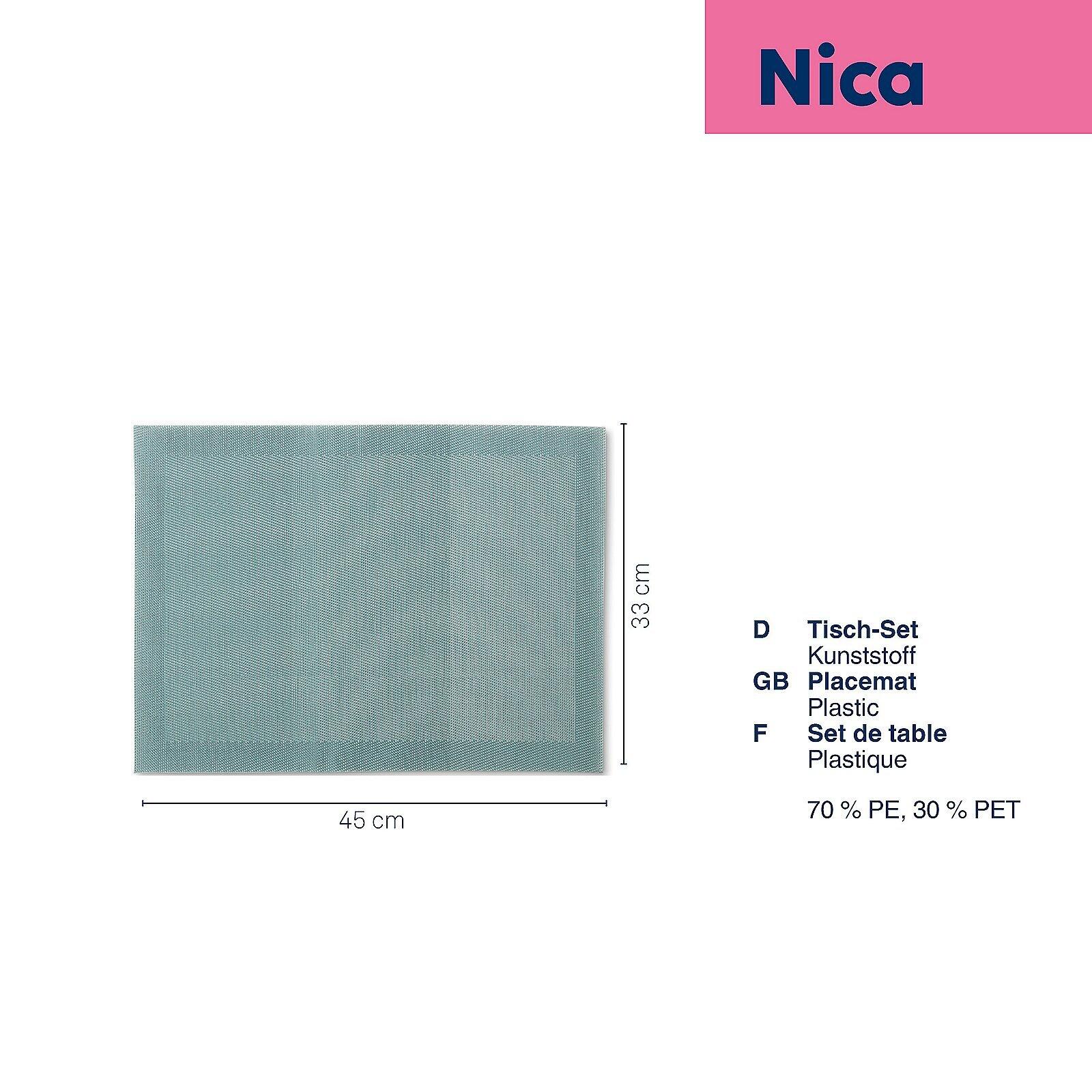 Platzmatten-Set Nica mit grüner, strukturierter Oberfläche und den Maßen 45 x 33 cm.