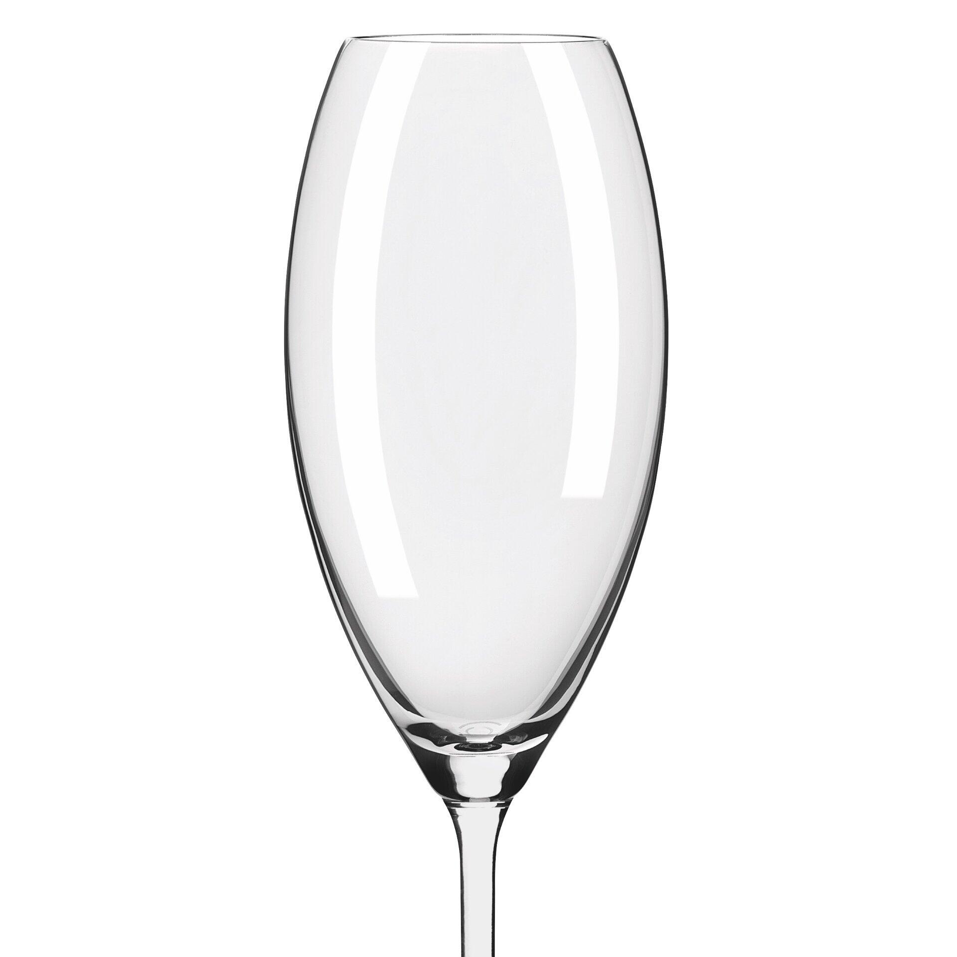 Elegant geformtes Weinflaschengoblet mit schlankem Stiel und breitem, leicht sich verjüngendem Kelch.