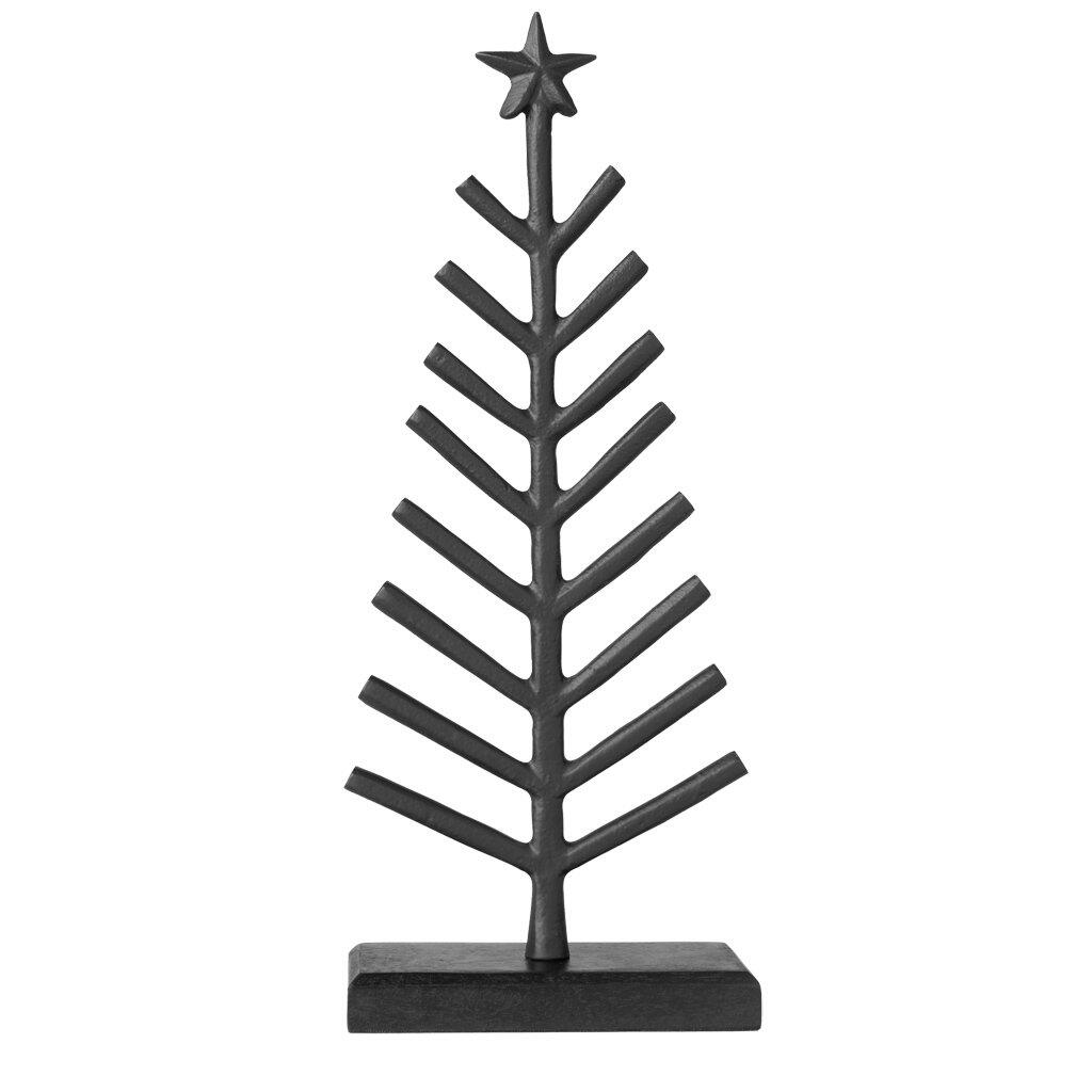Stilisierter Metall-Weihnachtsbaum "Christmas Chic" von Villeroy & Boch mit geometrischer Form, Sternspitze und schwarzem Metallfuß, dargestellt gegen weißen Hintergrund.