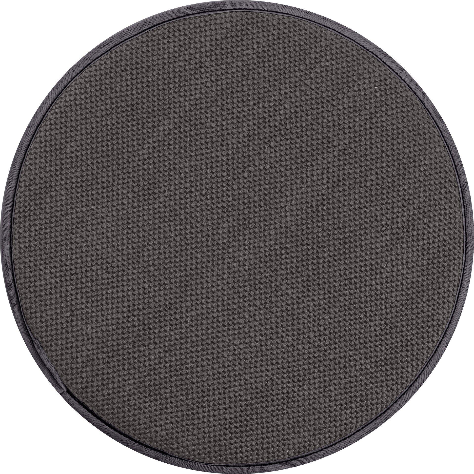 Grauer WendeStuhlkissen Austin aus Polyester mit Jacquard-Struktur und schwarzem Rand, aus Vogelperspektive fotografiert.