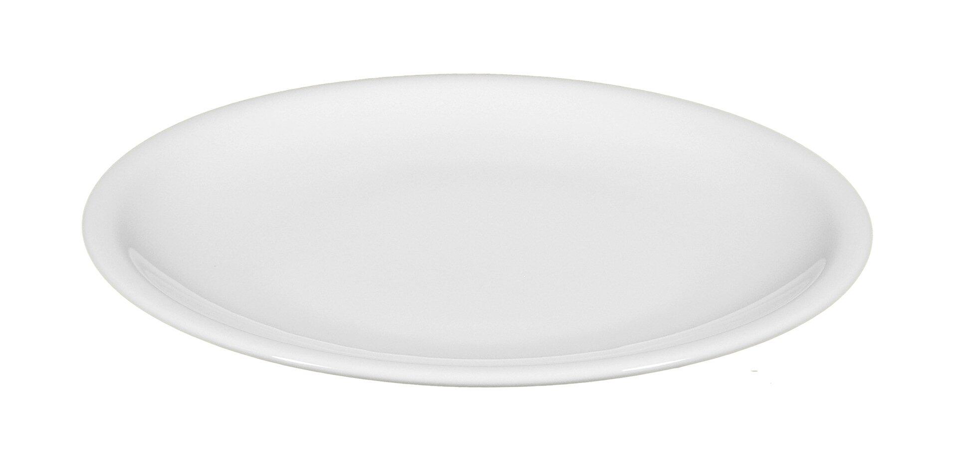 Weißer Frühstücksteller Compact mit leicht erhöhtem Rand, aus der Vogelperspektive zur Darstellung der Oberfläche.
