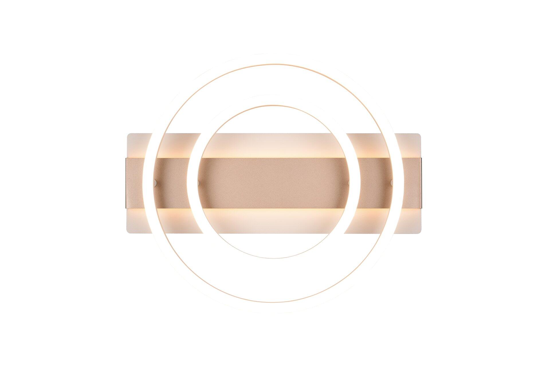 Deckenleuchte Romy mit rechteckigem Design, goldener Metallfassung und mattiertem, hellbeige Diffusor, aus der Frontalperspektive detailliert dargestellt.