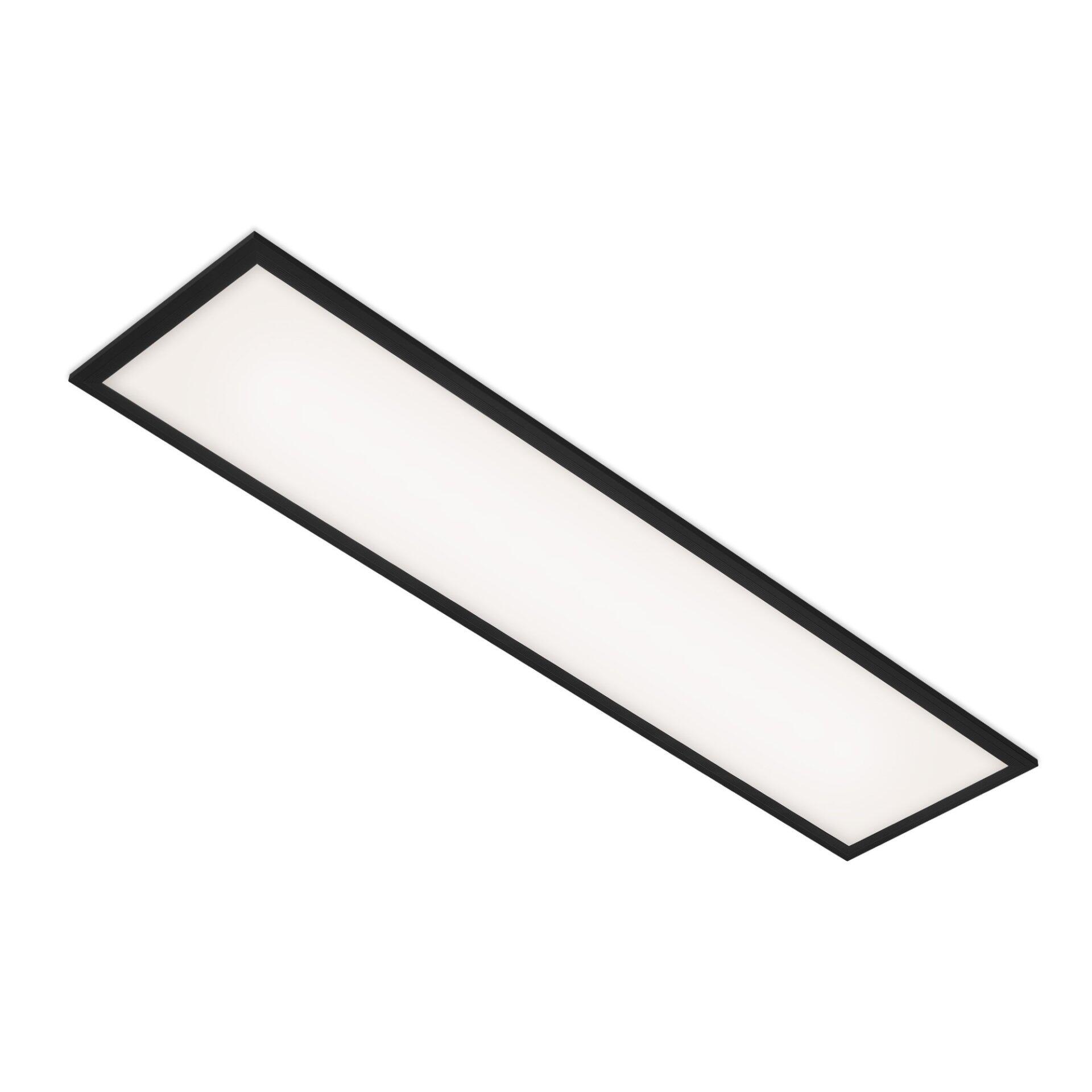 Deckenleuchte Panel, Simple, mit schwarzem Rahmen und weißer LED-Fläche, dargestellt in Frontalperspektive.