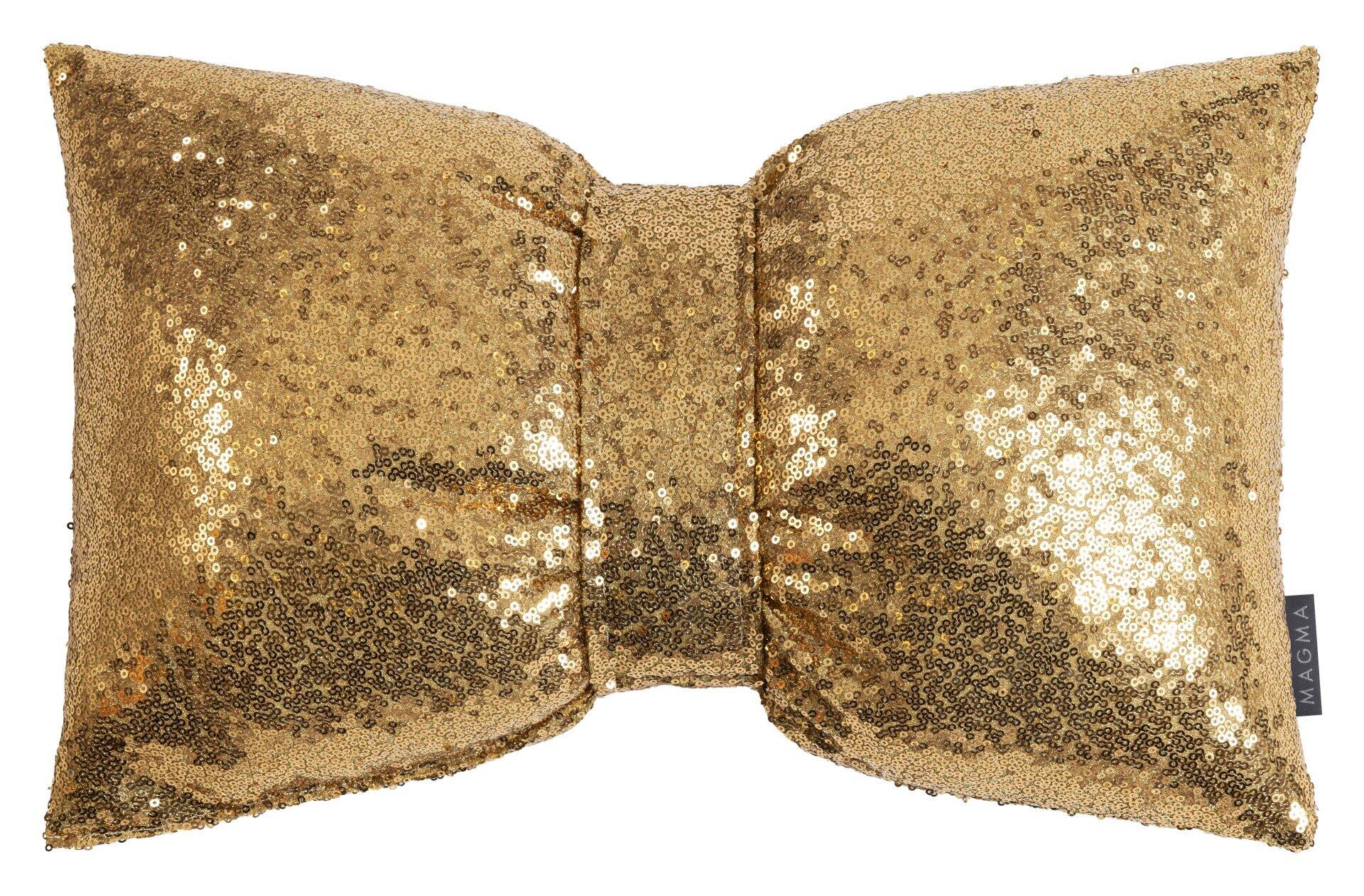 Glitzerndes Kissen "Glitter" in Gold mit Paillettenbesatz und sichtbarem Kissenrand.