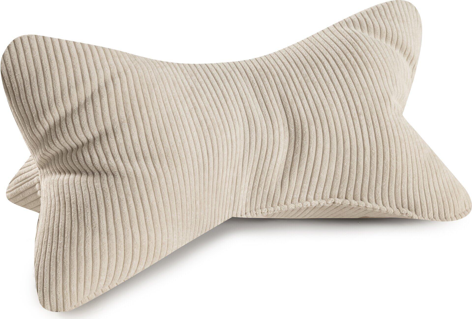 Leseknochen Inga: Nackenkissen mit ergonomischer, wellenförmiger Cordstruktur für optimale Nackenstütze.