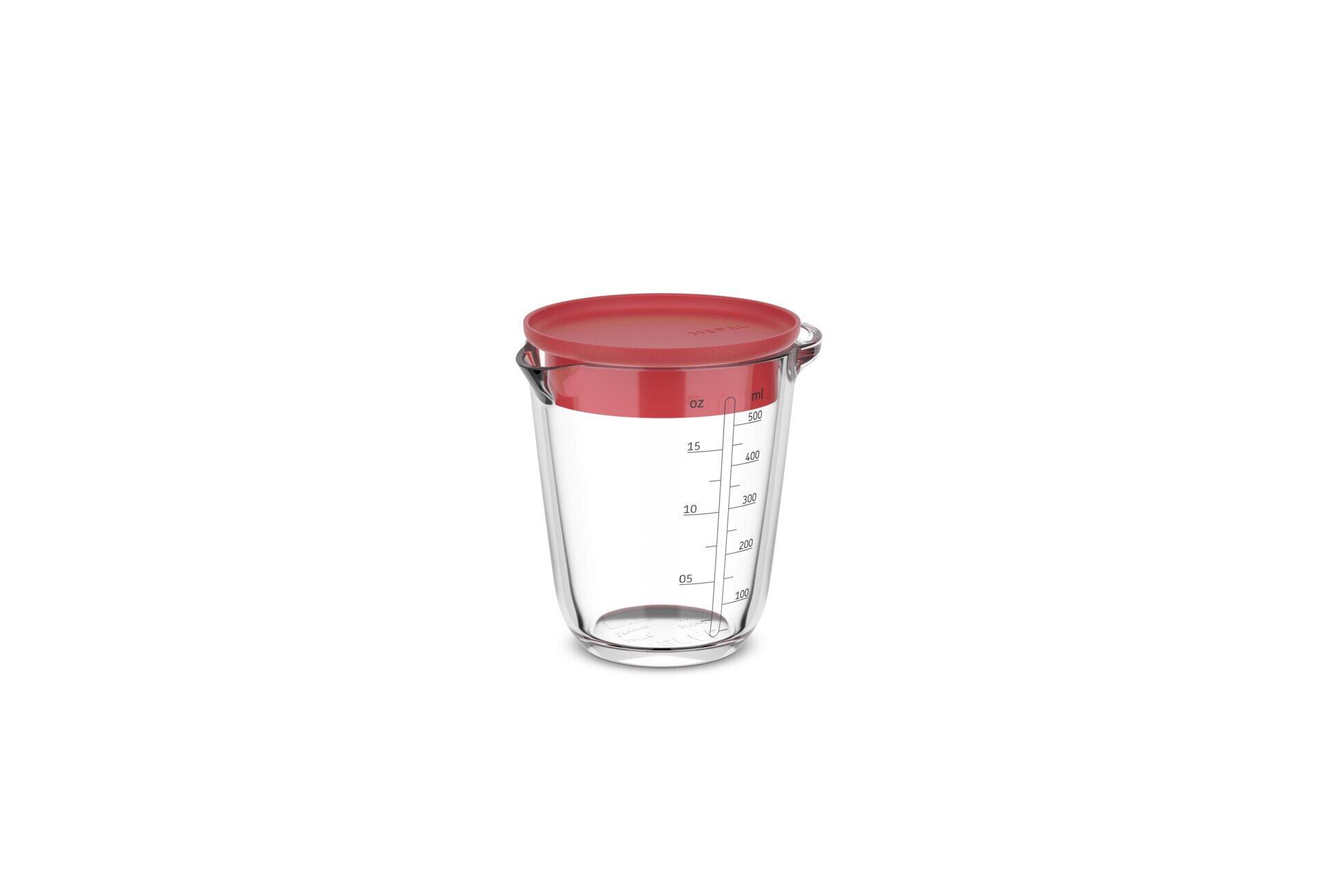 Mepal - Glas Messbecher mit Deckel Chef it - 500 ml - Coral | Leicht ablesbare eingravierte Skala - Mikrowellen- & Backofengeeignet ohne Deckel - Hochwertiges Glas - Spülmaschinengeeignet - Bild 2