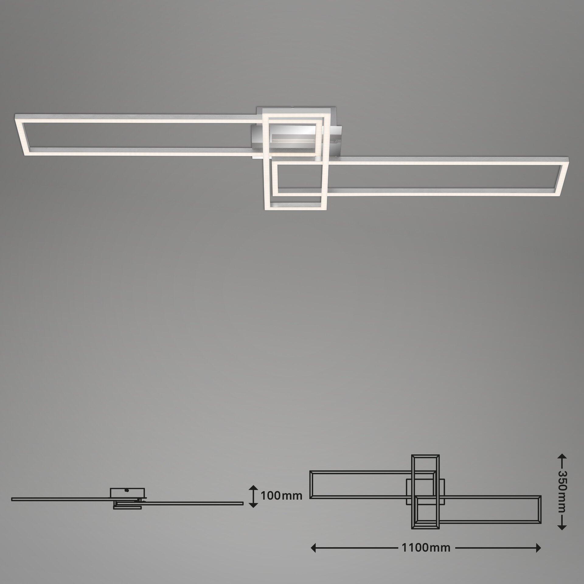 Moderne Wandleuchte Frame aus weißem Metall mit drei horizontal angeordneten rechteckigen Elementen und einer quadratischen Aussparung im mittleren Element.