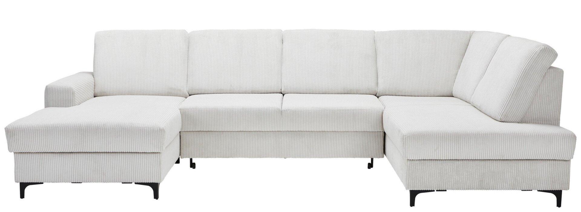 Wohnlandschaft Balina in Beige mit Eckausbildung, Winkelfüßen in Schwarz und U-förmiger Anordnung.