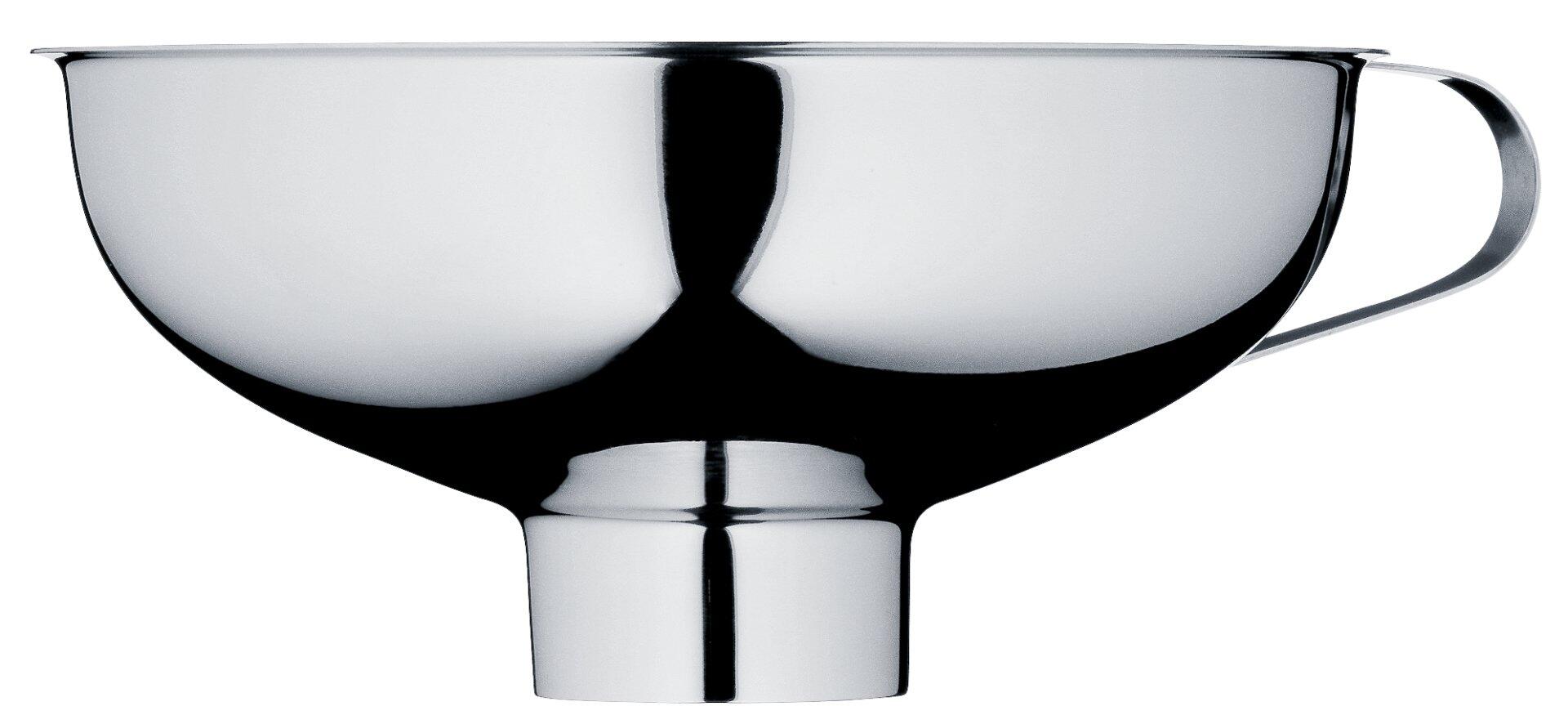 WMF Gourmet Marmeladentrichter aus Edelstahl mit Griff, detaillierte Frontalperspektive.