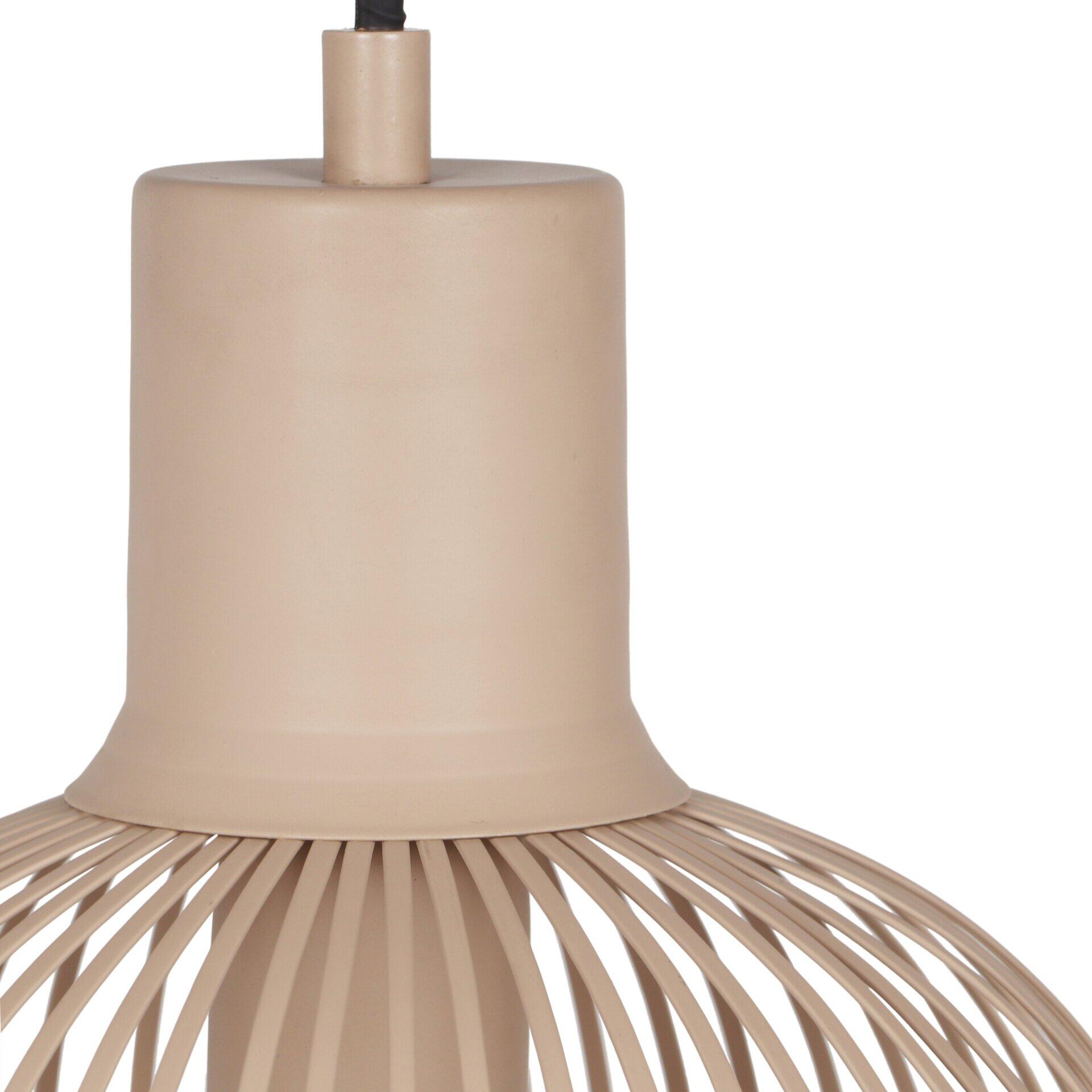 Moderne Metallleuchte mit zylindrischem Körper und Gitterstruktur.