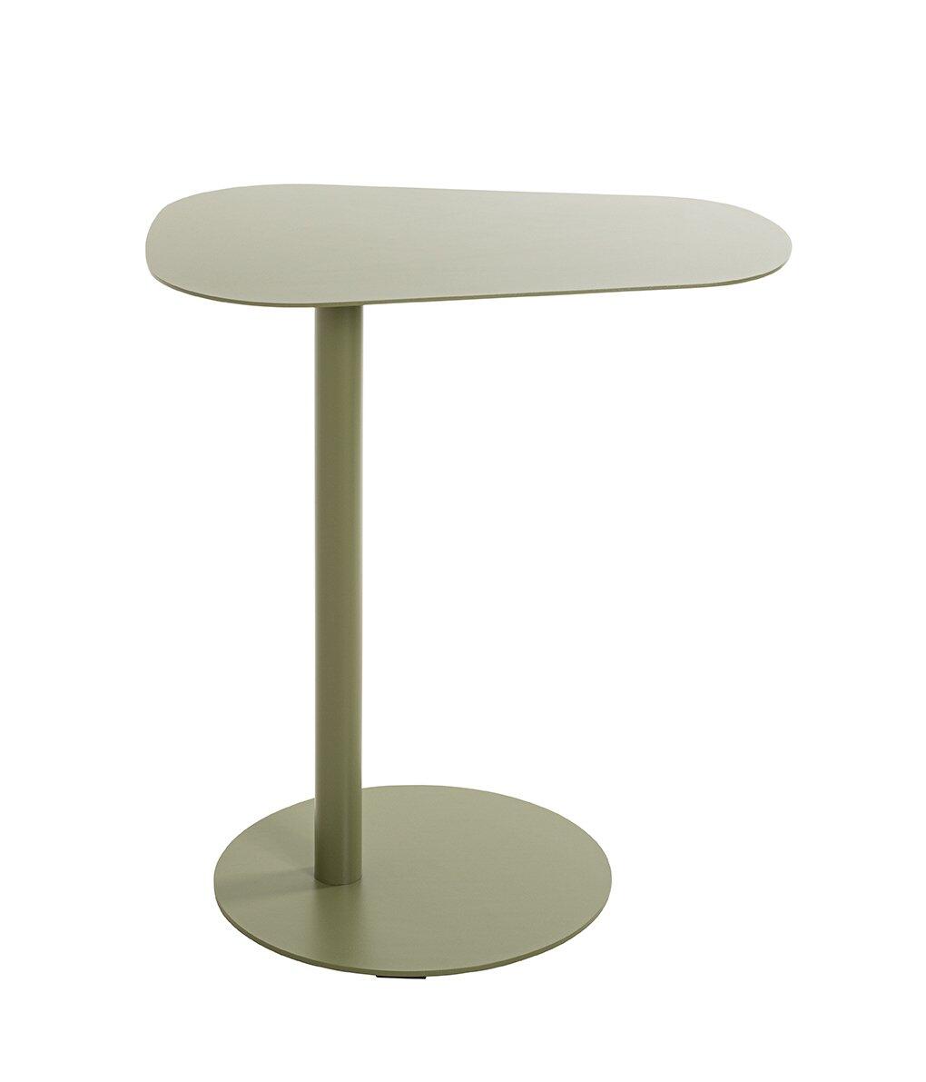 Beistelltisch 52997 mit ovaler Tischplatte und zylindrischem Bein, frontal aufgenommen, zeigt das schlichte, moderne Design mit leicht erhöhter Perspektive.