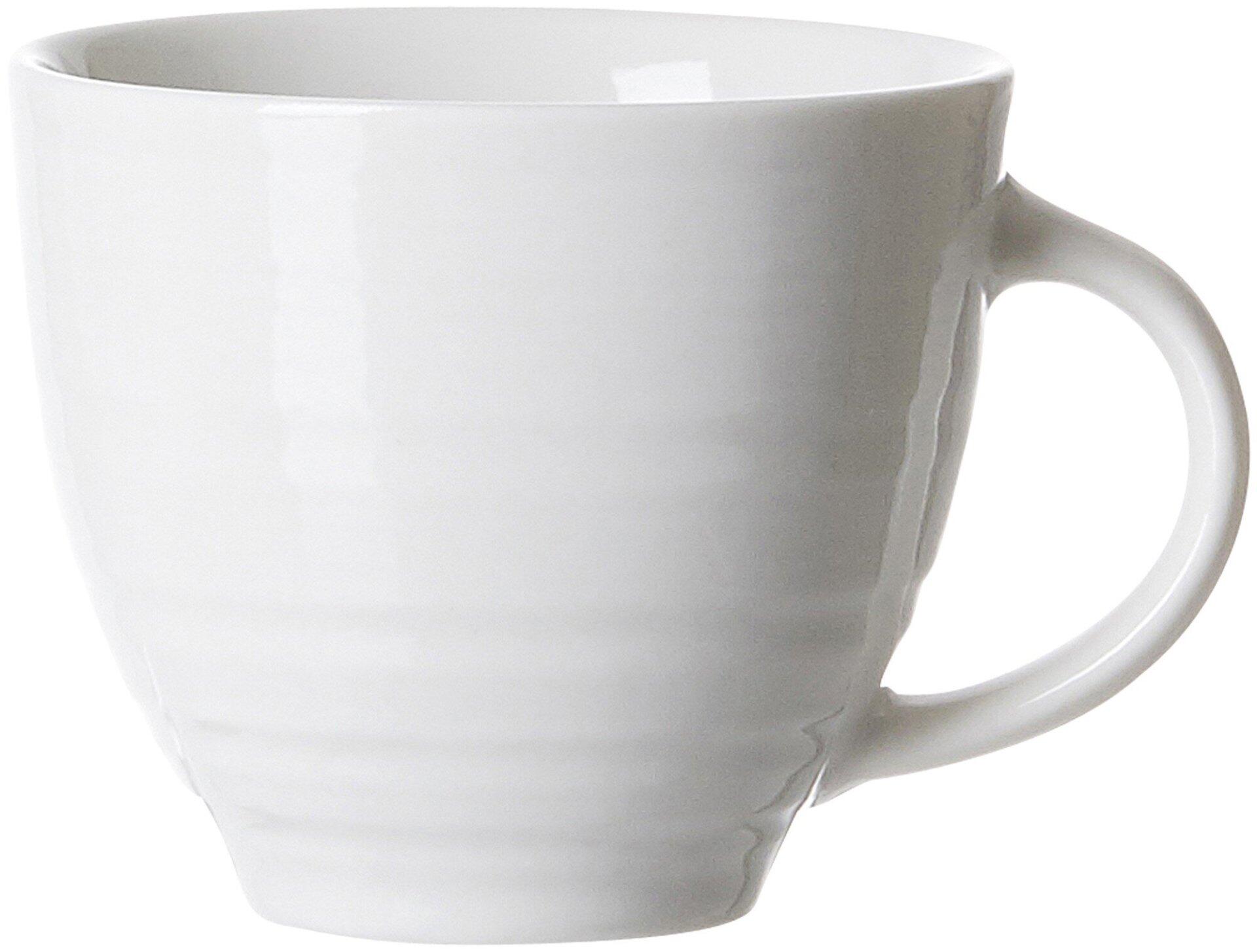 Espressoobere Suomi von Ritzenhoff & Breker, konisch geformte, weiße Keramiktasse in Dreiviertelperspektive.