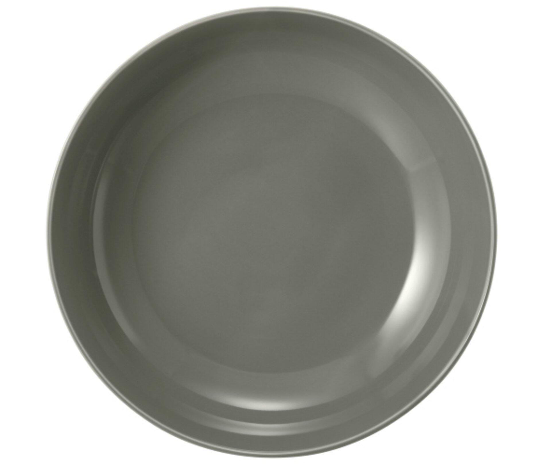 Foodbowl Beat, graue Schale mit gewölbter Form und nach innen geneigten Seitenwänden, Vogelperspektive.