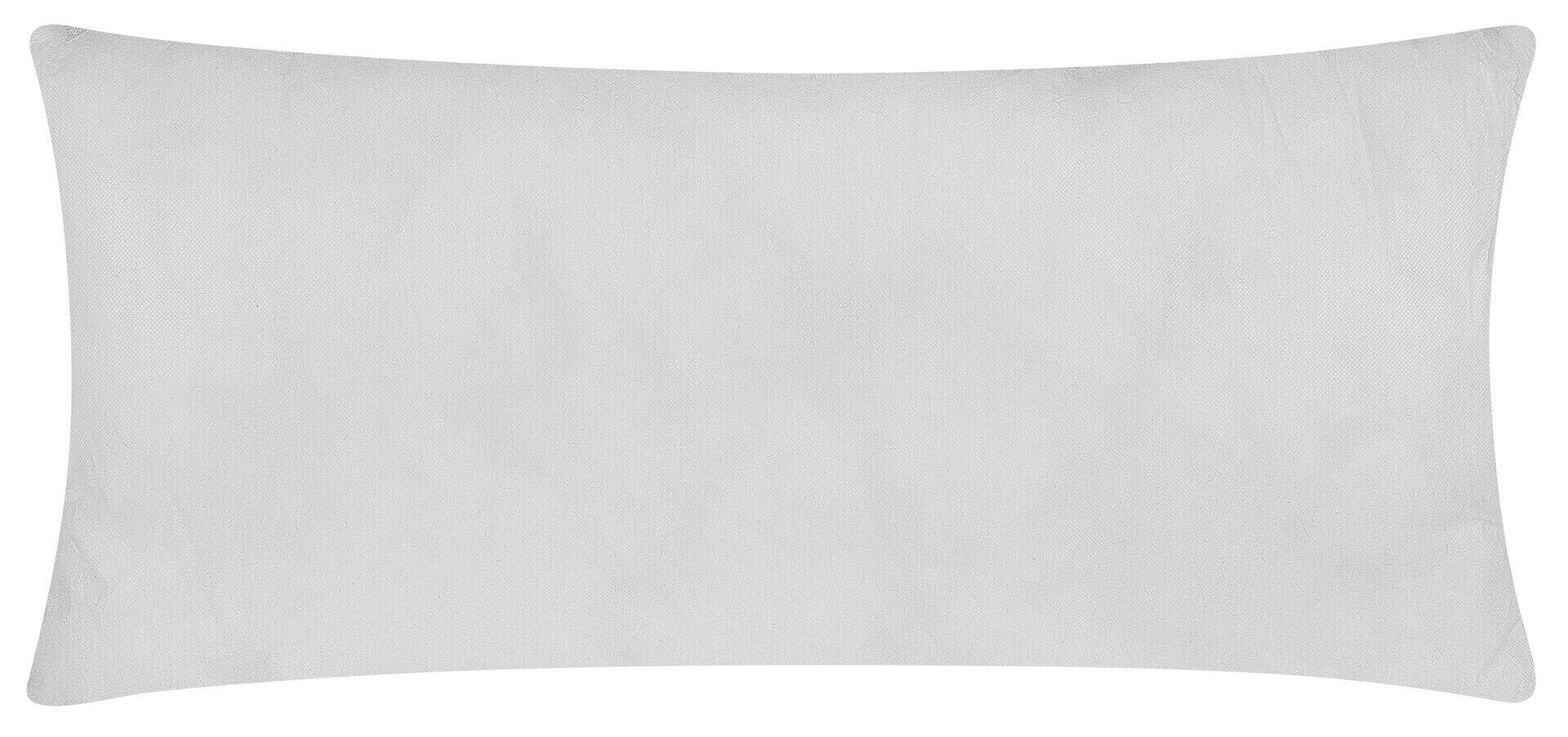 Rechteckiges Kissen in Weiß aus Polypropylen-Vlies, Seitenansicht.