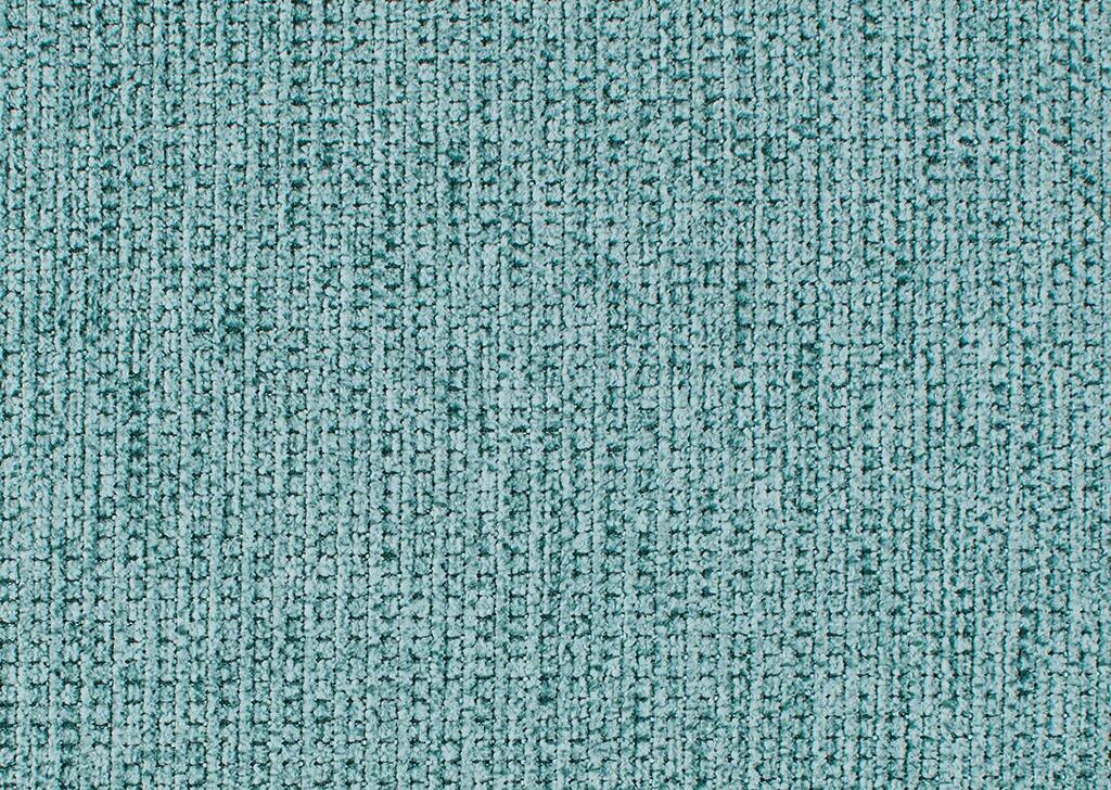 Nahaufnahme des helltürkisen Stoffes mit rauer Textur und feinem, quadratischem Muster des Ecksofas Balina.