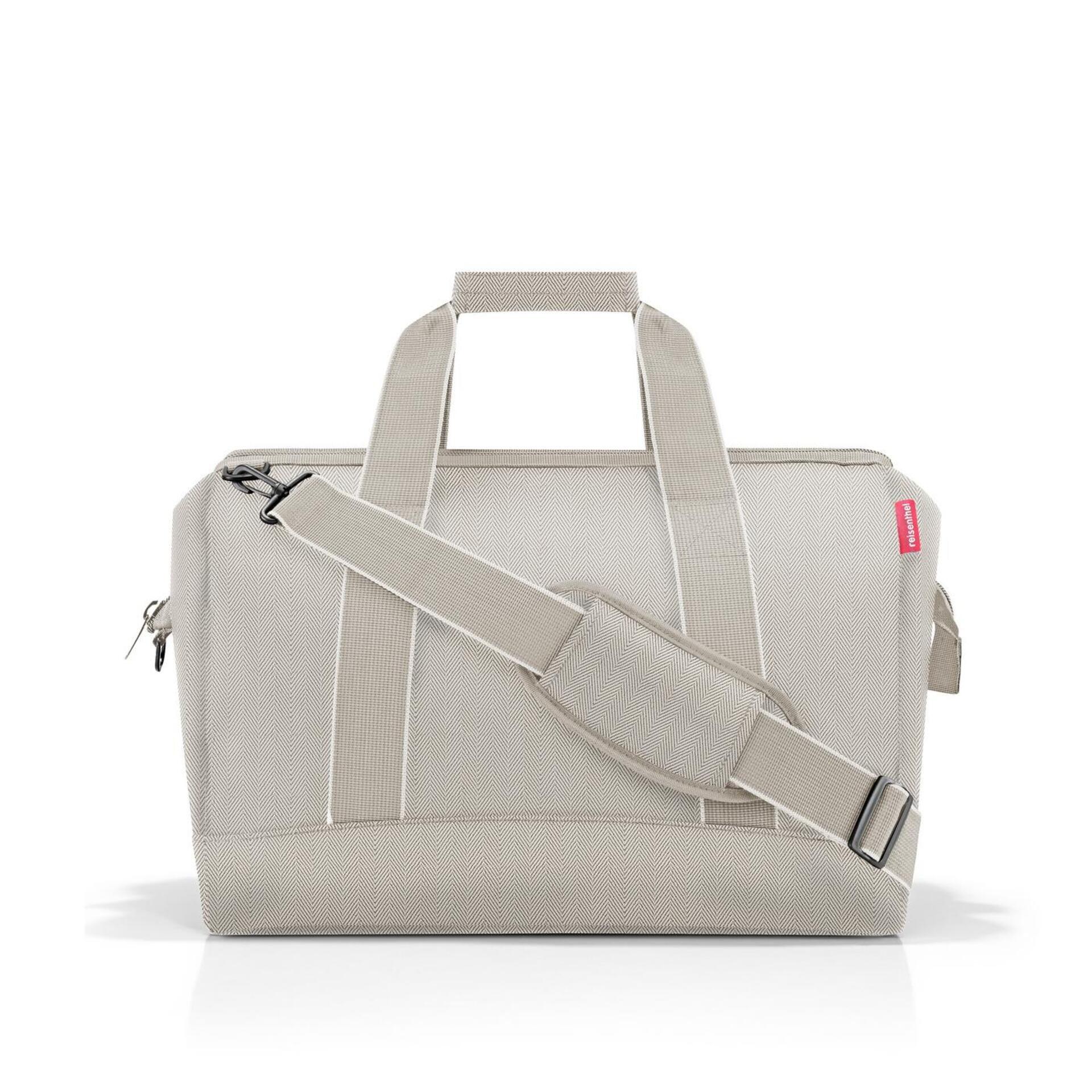 Allrounder l Tragetasche in Grau mit Chevron-Muster, kurzen Henkeln und abnehmbarem Schultergurt.