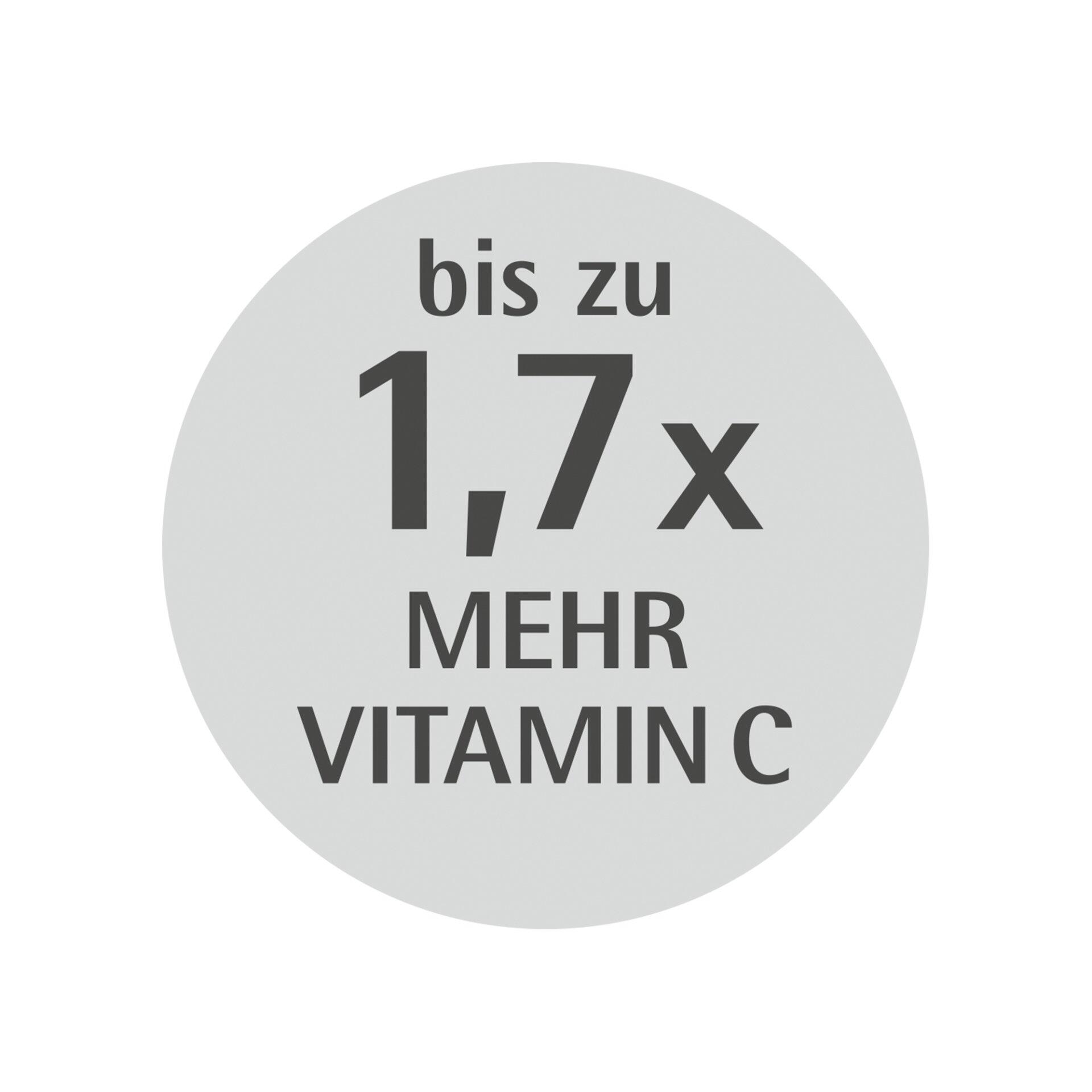 Schnelltopf Perfect New: Detailaufnahme des Deckels mit Hervorhebung der Funktionen "1,7x Mehr Vitamin C".
