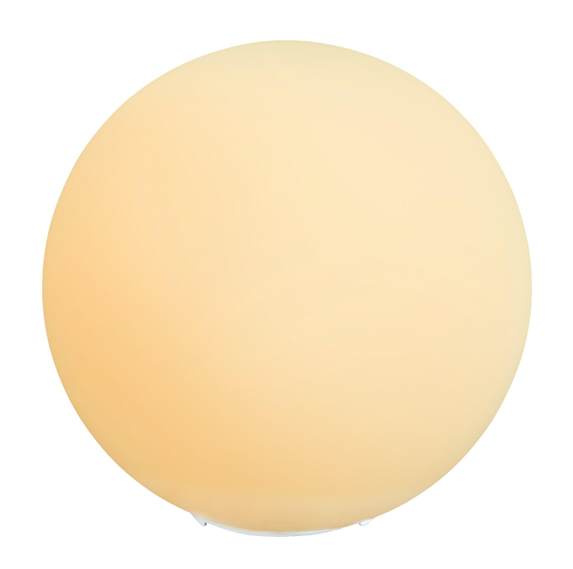 Tischleuchte BALLA mit gläserner Glaskugel und integriertem Wippschalter am Kabel.