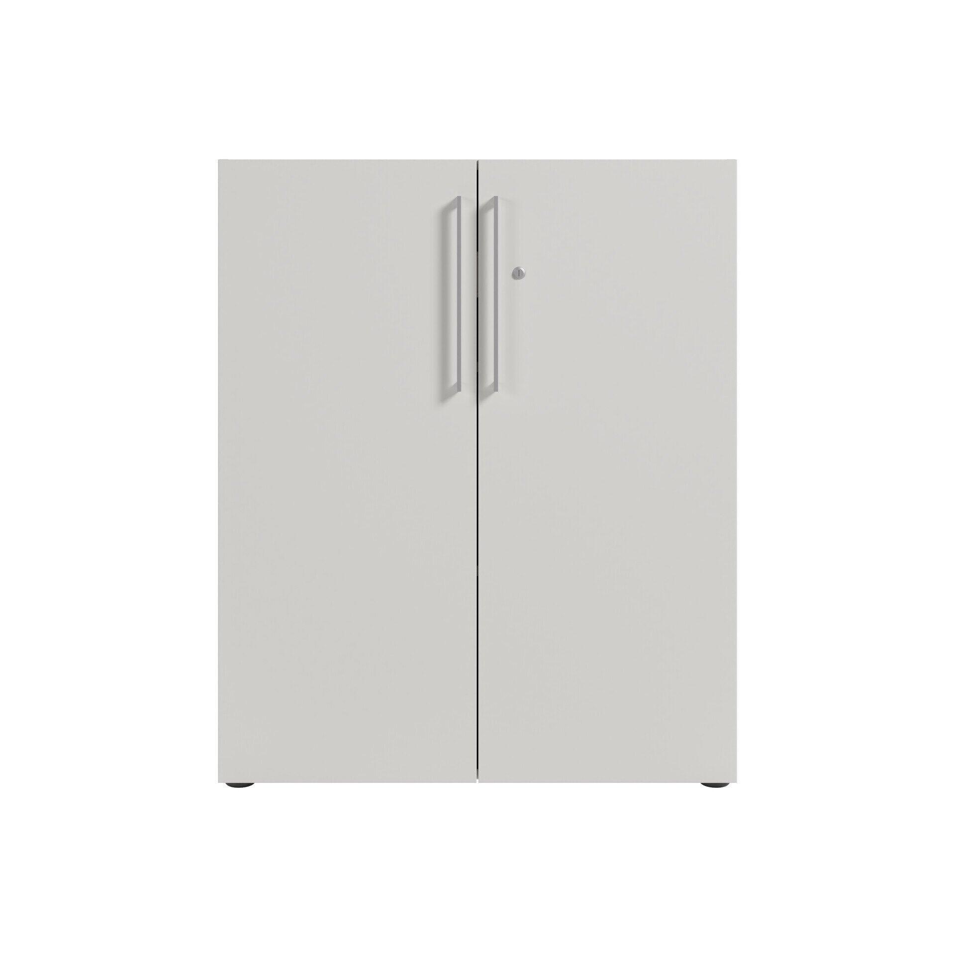 Aktenschrank Colorado mit zwei Türen, silberfarbenen Metallgriffen und abschließbarem Schloss.