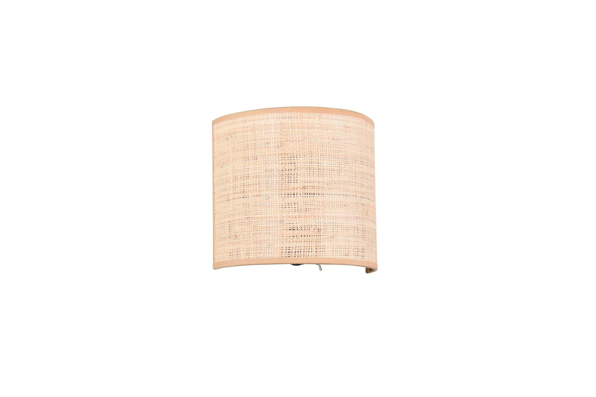 Wandleuchte Aimee mit konischer Form und Rattan-Optik, inklusive Schalter und Wandanschluss.