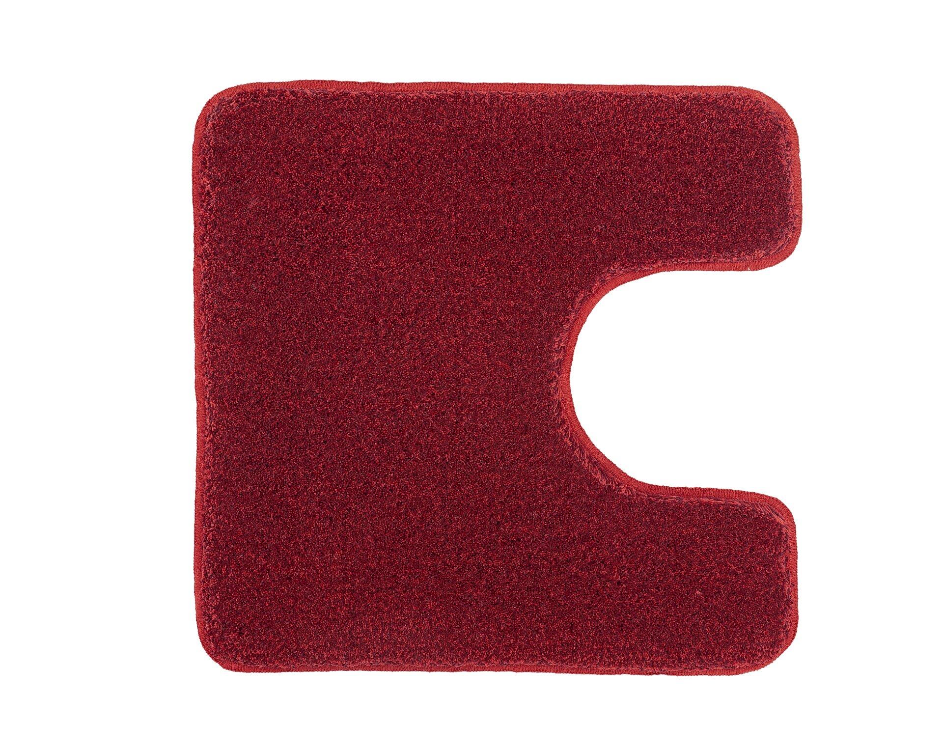 Roter WC-Vorleger Relax mit organischer, C-förmiger Silhouette aus weichem Polyacryl.