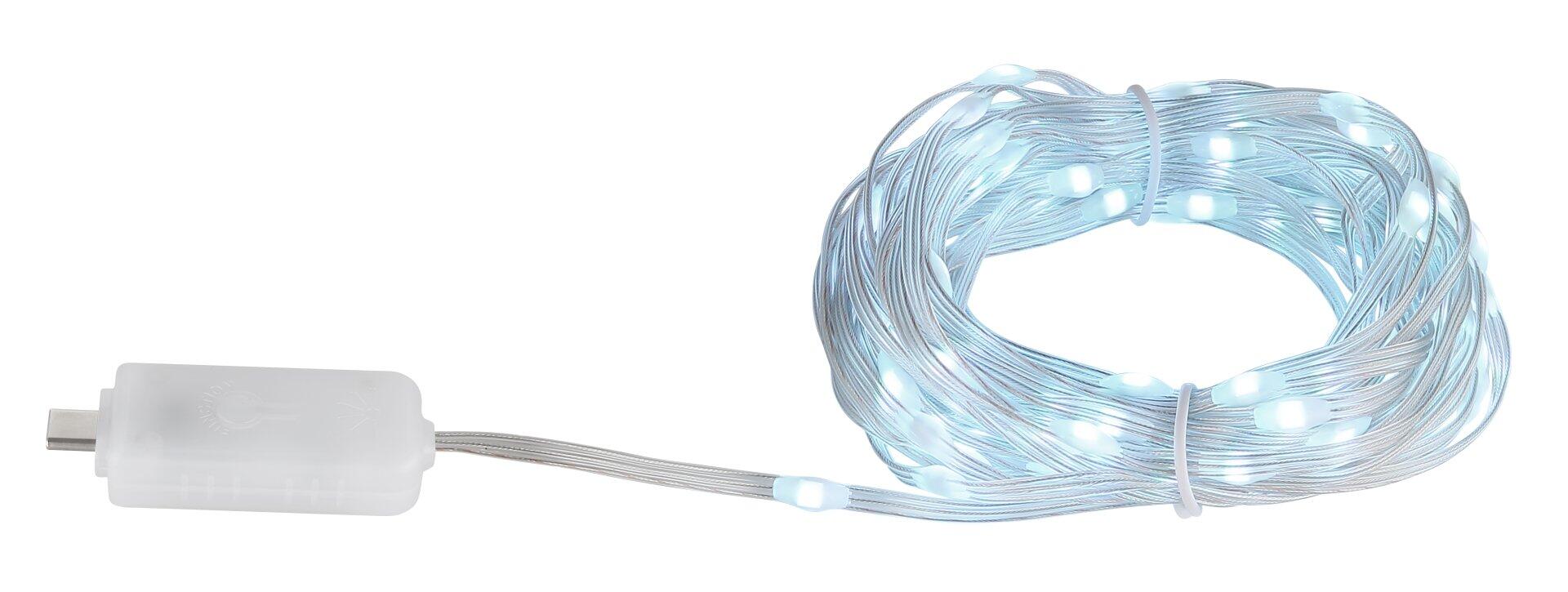 LED-Band mit USB-C Anschluss und Steuergerät, dargestellt in leicht gewundener Anordnung auf einer hellen Oberfläche.