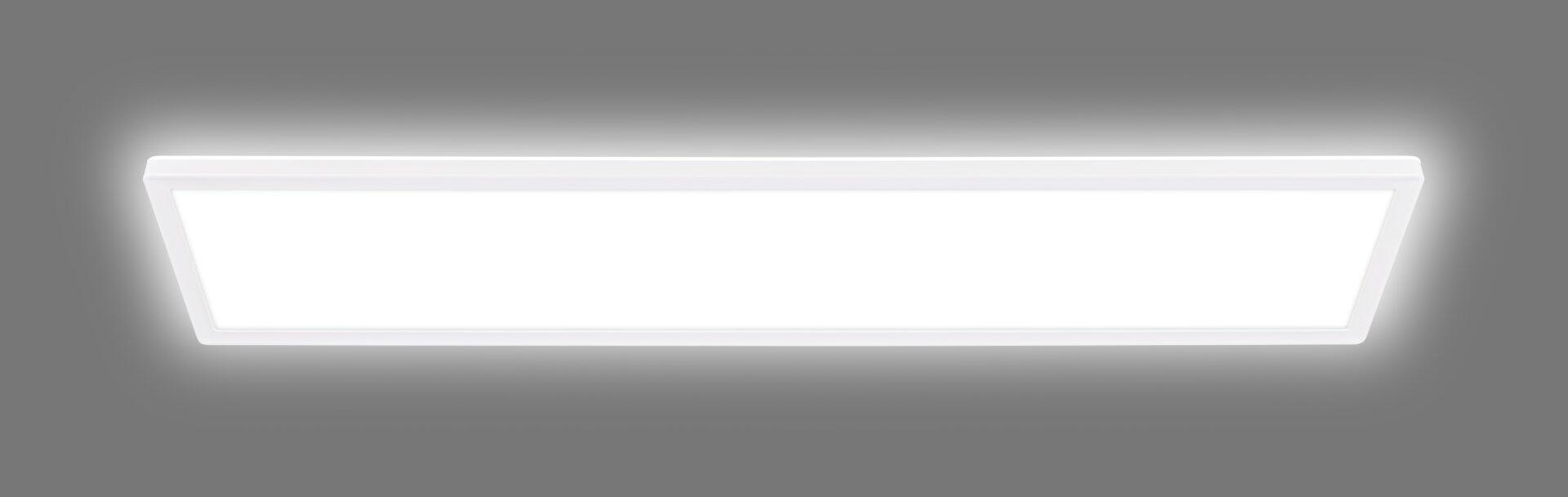 LED-Deckenleuchte Panel, Move, rechteckige Form mit flacher Bauweise und gleichmäßigem, hellem Licht.