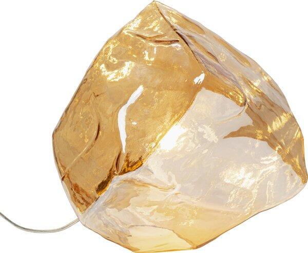 Tischleuchte Aura Amber mit skulpturalem, facettenreichem Lampenschirm aus galvanisiertem Glas, der Licht in verschiedenen Richtungen reflektiert.