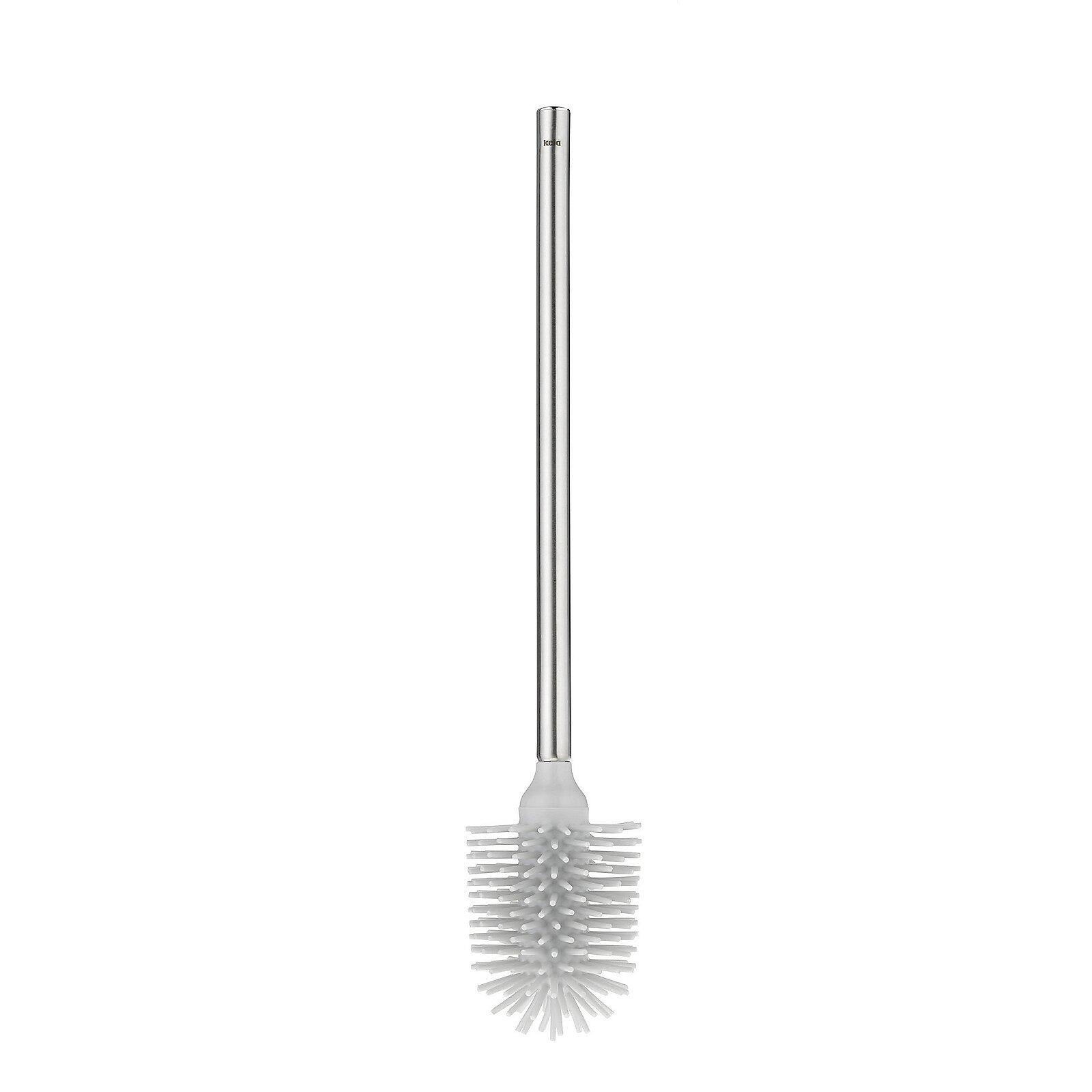 WC-Bürste La Brosse mit silbernem Griff und grauem Bürstenkopf aus flexiblen Borsten, frontal aufgenommen zur Darstellung der vollen Höhe.