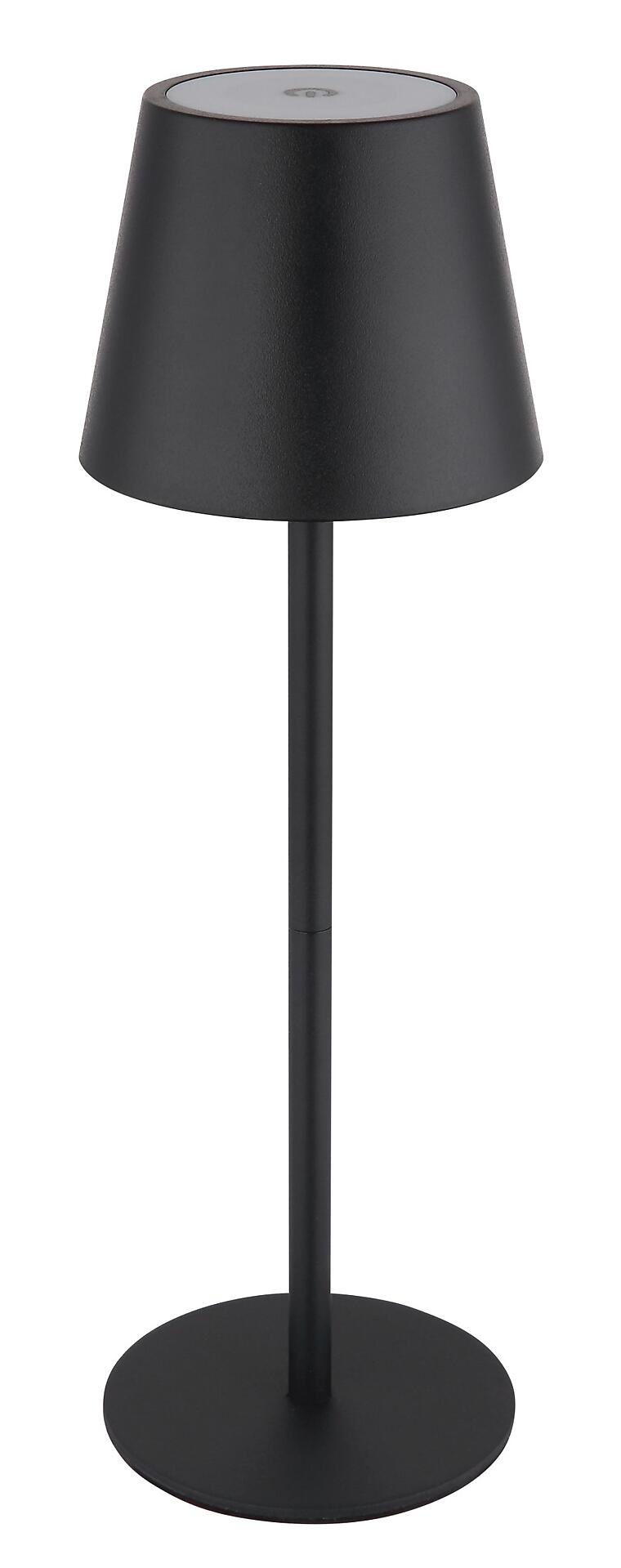 Tischleuchte VANNIE I mit Touchdimmer, USB-C Ladeanschluss und zwei Höhenverstellmöglichkeiten, dargestellt aus Frontalperspektive.
