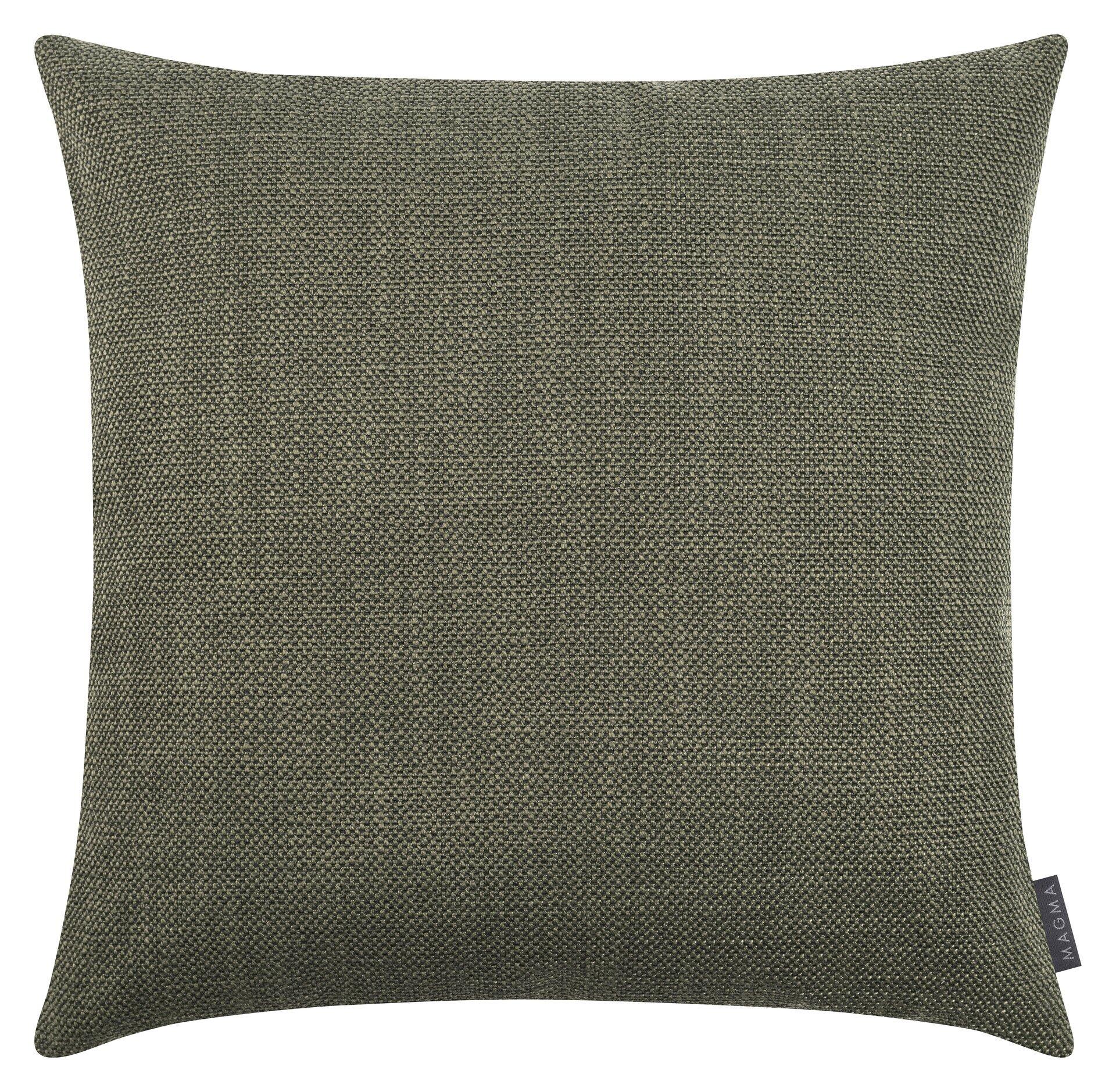 Quadratische Kissenhülle Austin in Grau-Grün mit strukturierter Jacquard-Webart und unsichtbarem Reißverschluss.