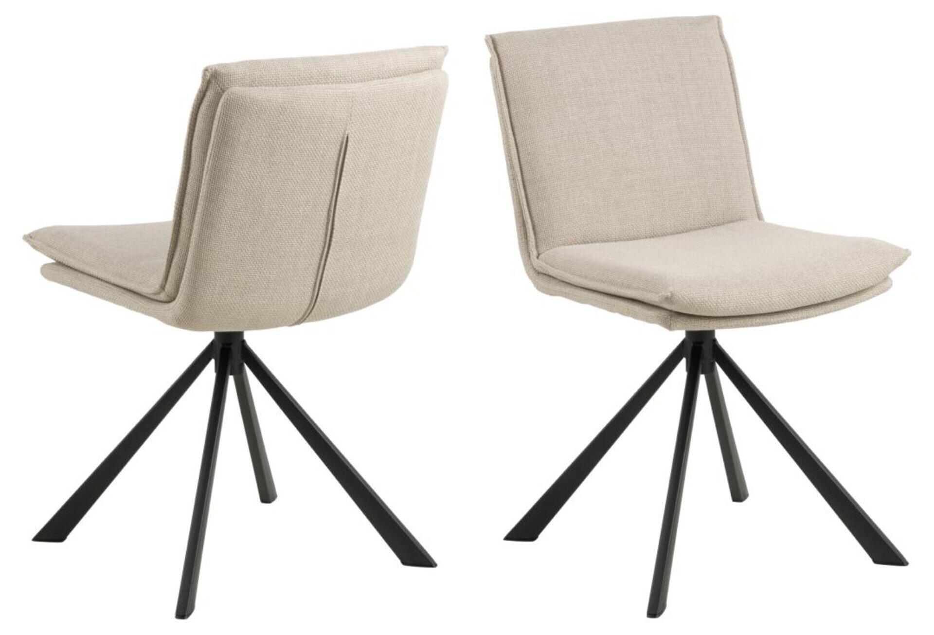 Act Nordic Beige Flynn Esszimmerstuhl Mit Drehfunktion, Stoff Und Schwarzer Stahl - Image 2